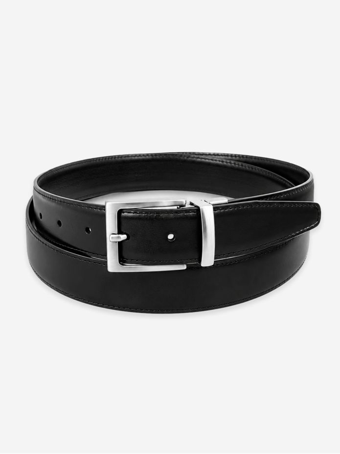 Vändbart bälte svart läder och nubuck - Clint