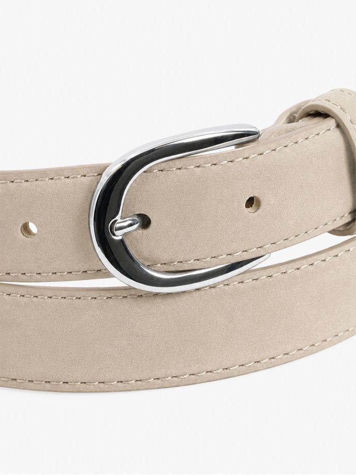 Smalt beige bälte silverfärgat spänne i nubuck - Gab