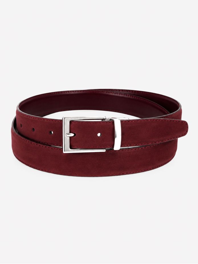 Vändbart skärp bordeaux läder och nubuck - Clint