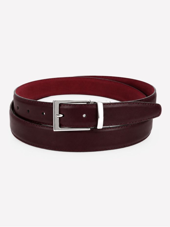 Vändbart skärp bordeaux läder och nubuck - Clint