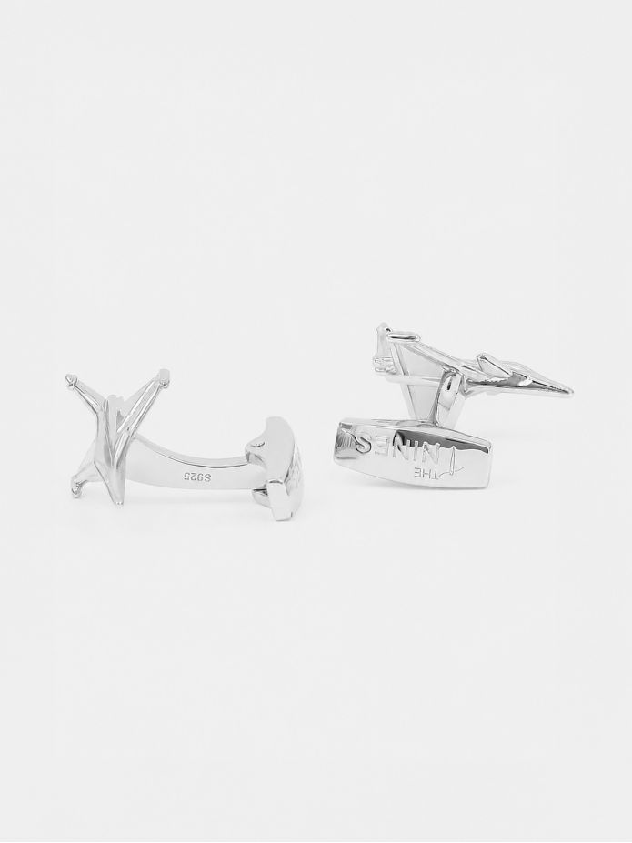 Manschettknapppar massivt silver stridsflygplan rafale