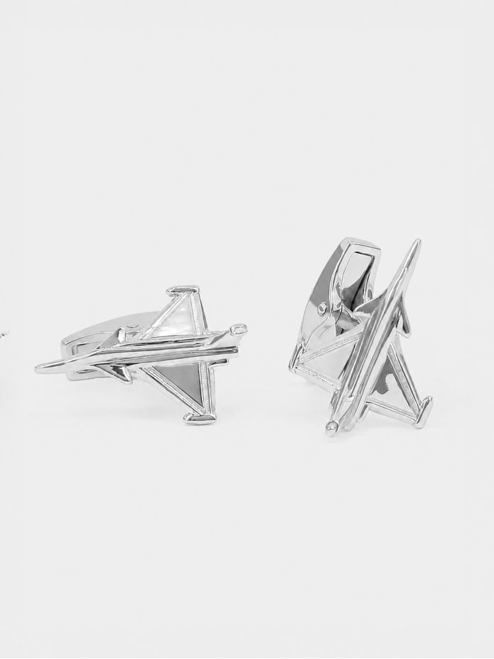 Manschettknapppar massivt silver stridsflygplan rafale