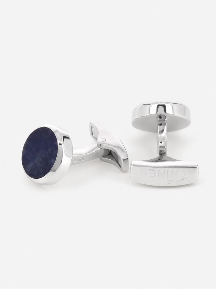Manschettknäppen massivt silver runda sodalit Saint-Honoré