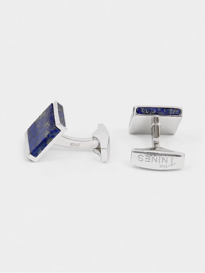 Manschettknapparna massivt silver och lapis lazuli fyrkantiga Minkebe