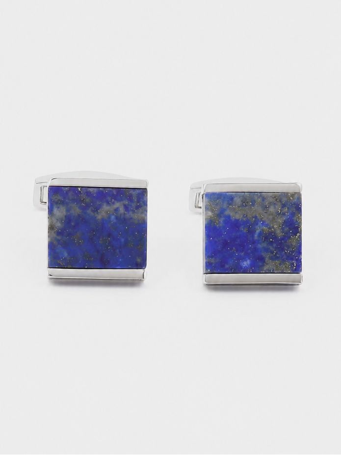 Manschettknapparna massivt silver och lapis lazuli fyrkantiga Minkebe