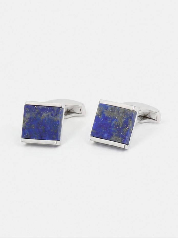 Manschettknapparna massivt silver och lapis lazuli fyrkantiga Minkebe