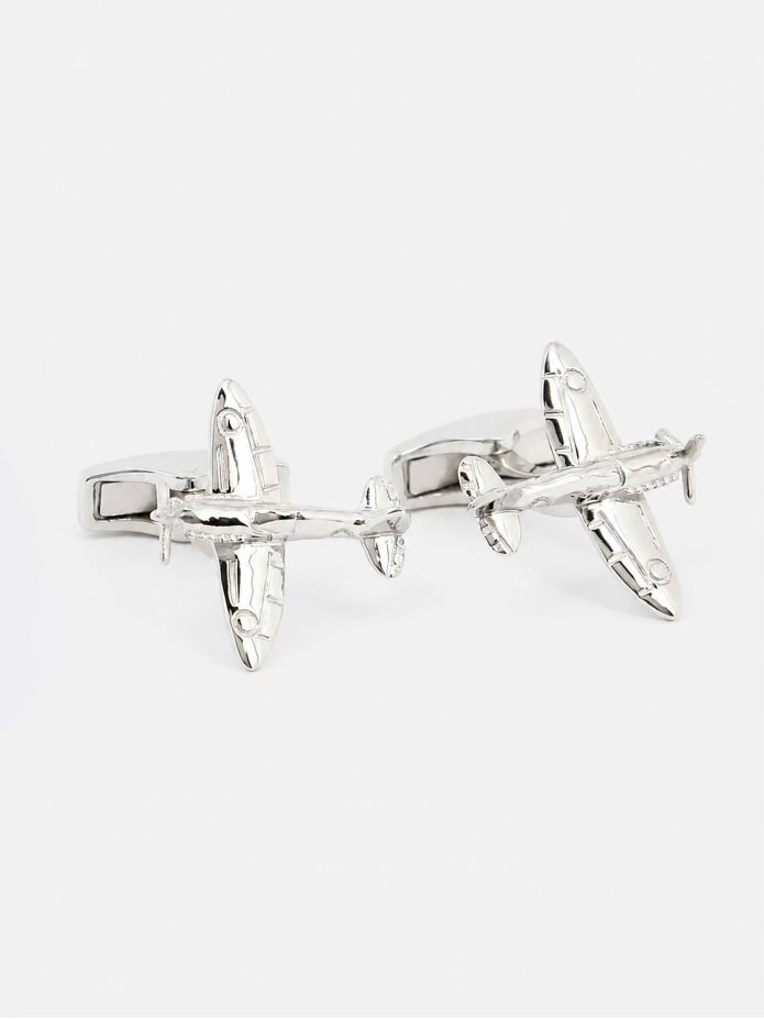 Manschettknäppar flygplan massivt silver Spitfire