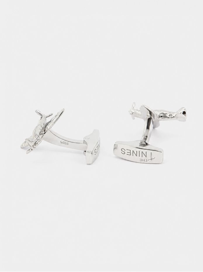 Manschettknäppar flygplan massivt silver Spitfire