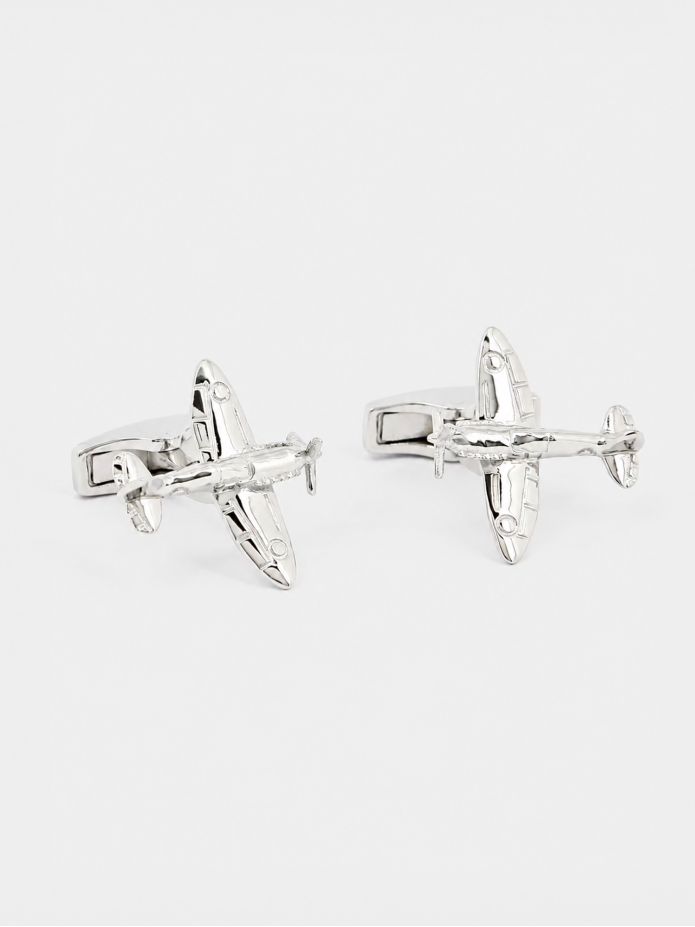 Manschettknäppar flygplan massivt silver Spitfire