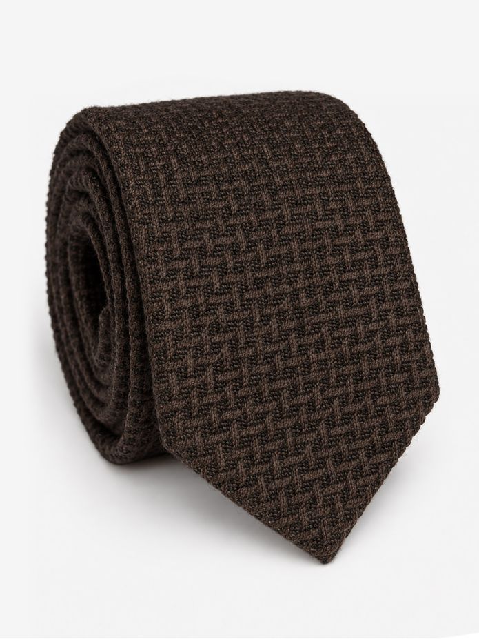 Slips i flätad ull brun
