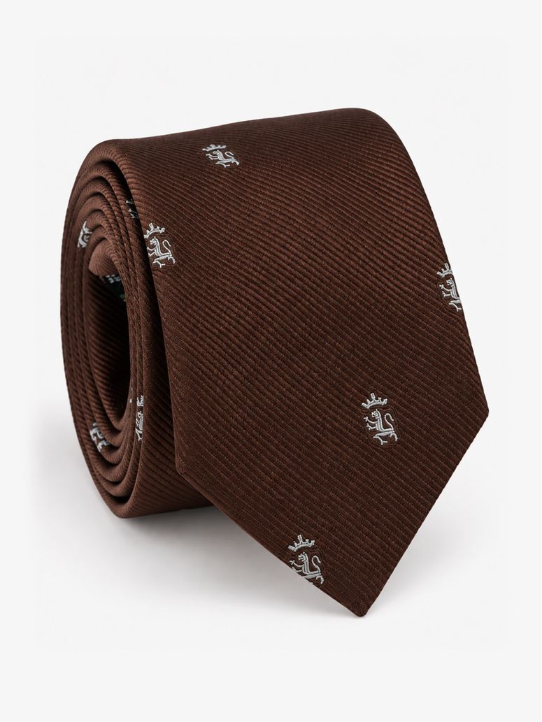 Brun sidenslips med lejonmönster